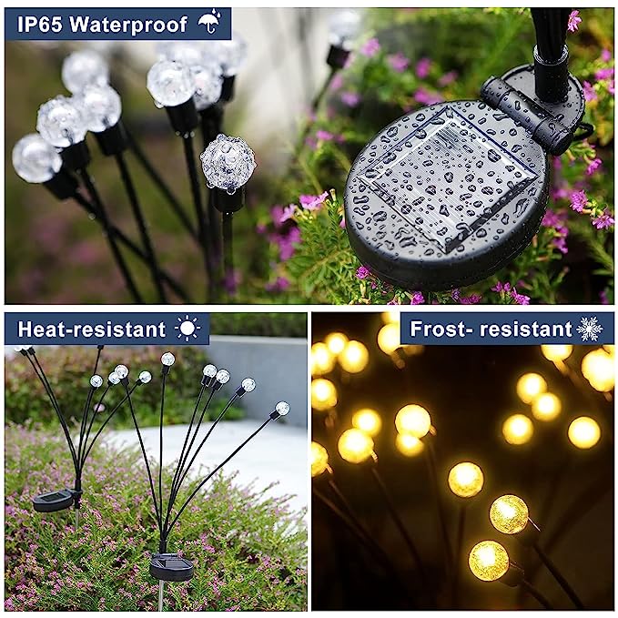 2 Pack Solar Powered Firefly Lights Waterproof, Solar Starburst Swaying Lights When Wind Blows, Solar Outdoor Decor Lights for Garden, Landscape, Pathway, Yard, Deck, Patio(Warm White) 2 Pack Solar Powered Firefly Lights Waterproof, Solar Starburst Swaying Lights When Wind Blows, Solar Outdoor Decor Lights for Garden, Landscape, Pathway, Yard, Deck, Patio(Warm White)